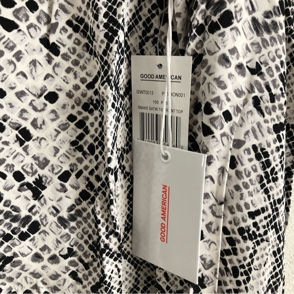 Good American The Purely Python Print Cropped Long Sleeve Blouse NWT Large - Picture 11 of 12